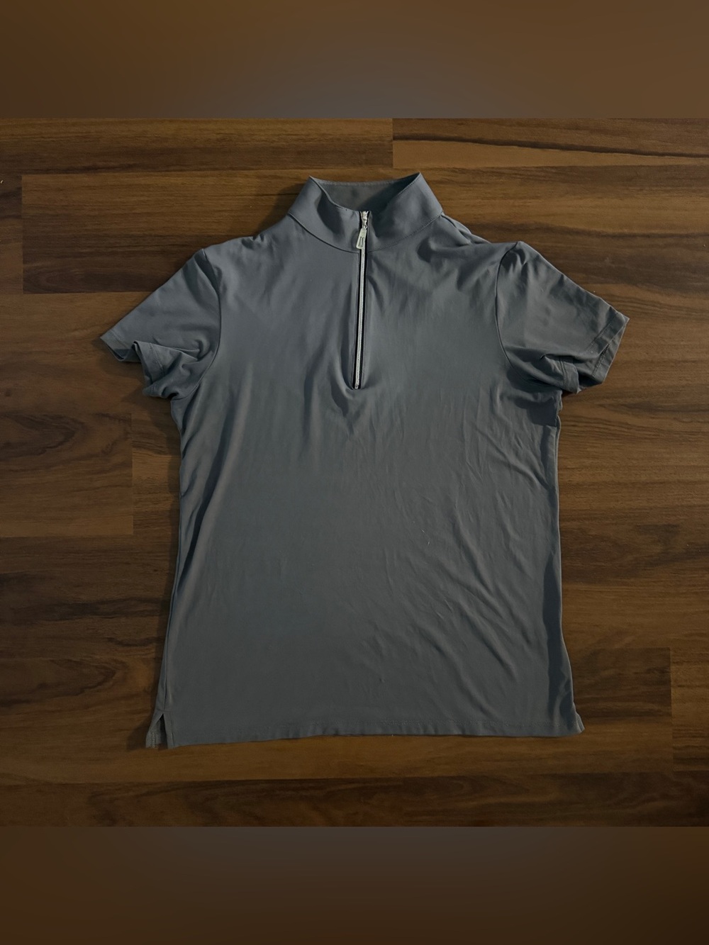 Women’s Large Grey Tailored Sportsman Short Sleeve Horseback Riding Sunshirt